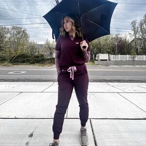 FIGS dark fig Zamora jogger Freex lightweight scrub pants pink  XXL Tall